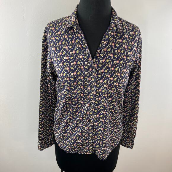 Denim & Supply Ralph Lauren Blue Floral Button-Down RL Tomboy Shirt M Medium - Picture 2 of 8
